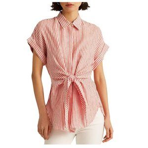Ralph Lauren Striped Tie-Front Linen Shirt